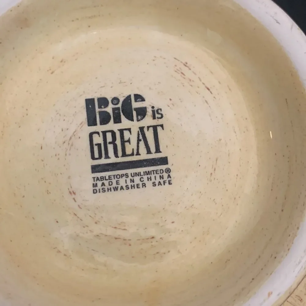 Tabletops Unlimited Big Is Great 1 Quart Or 4 Cups Ivory Brown Serving Bowl Used